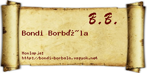 Bondi Borbála névjegykártya